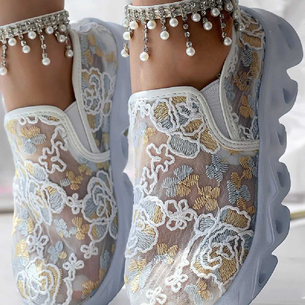 Abbie | Floral Mesh Slip On Walking Shoes