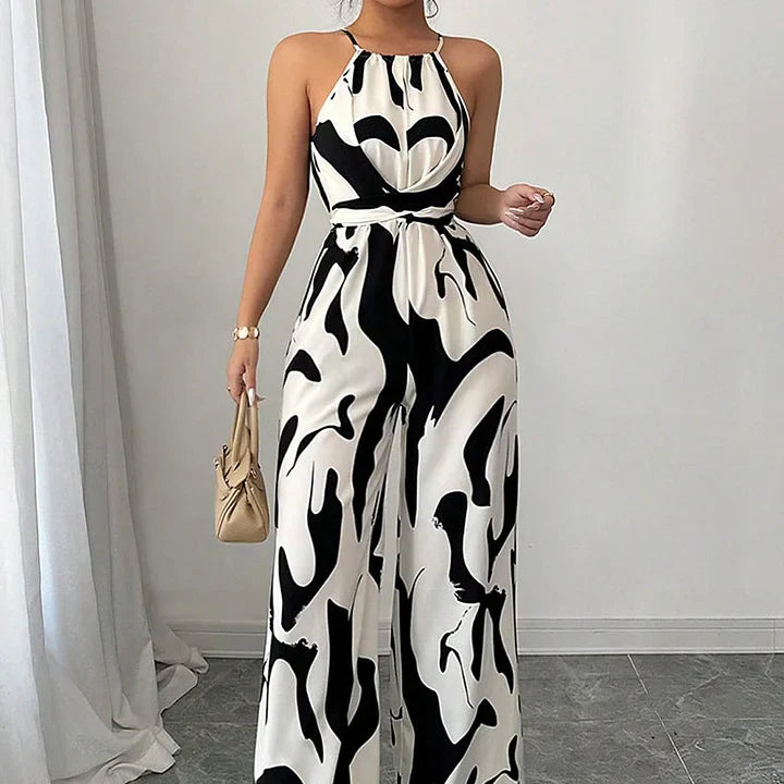 Jorinda | Wide Leg Backless Printed Jumpsuit
