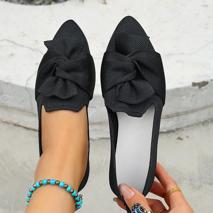 Hiromi | Bow Pointed Toe Slip On Flats