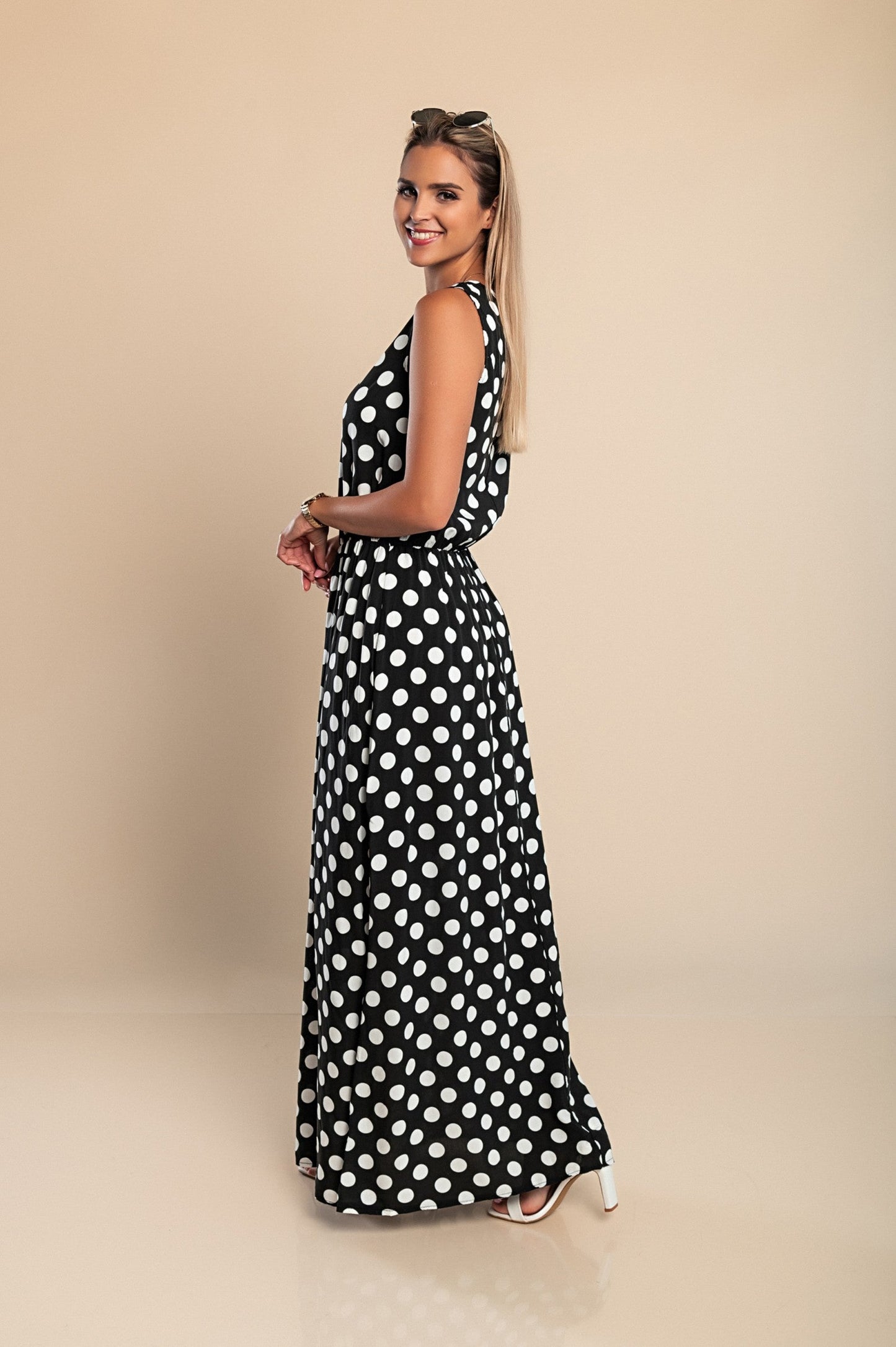 Lyna | Polka Dot Sleeveless Maxi Dress
