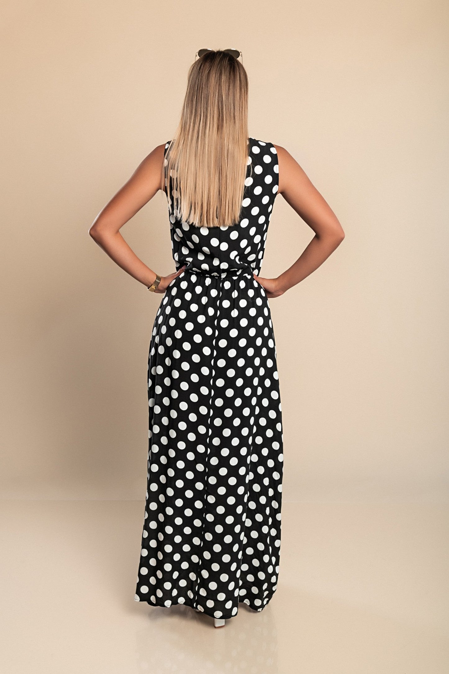 Lyna | Polka Dot Sleeveless Maxi Dress