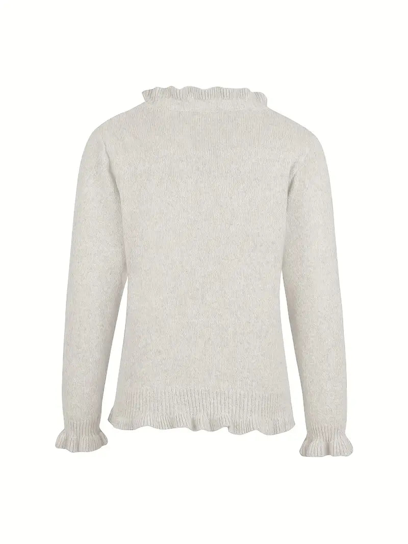 Hanifa | Ruffle Trim Button Knit Cardigan
