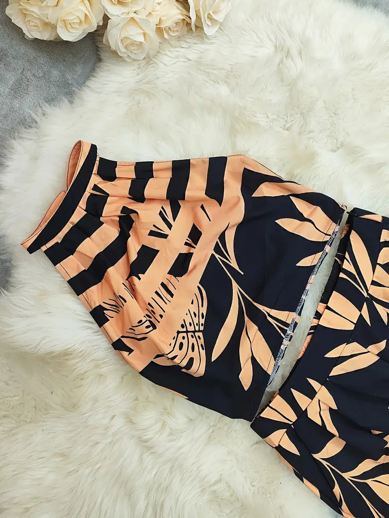 Zirina | Halter Crop Top Wide Leg Set