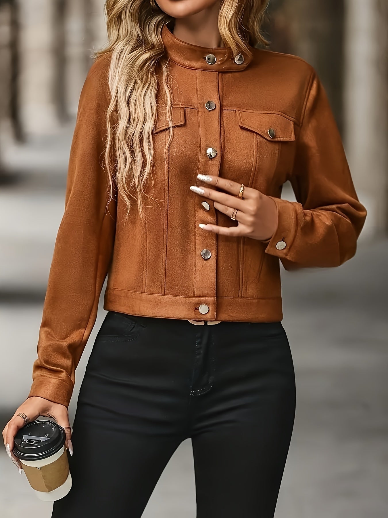 Slavica | Long Sleeve Button Front Jacket