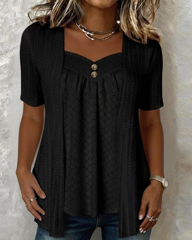 Shilina | Square Neck Layered Short Sleeve Blouse