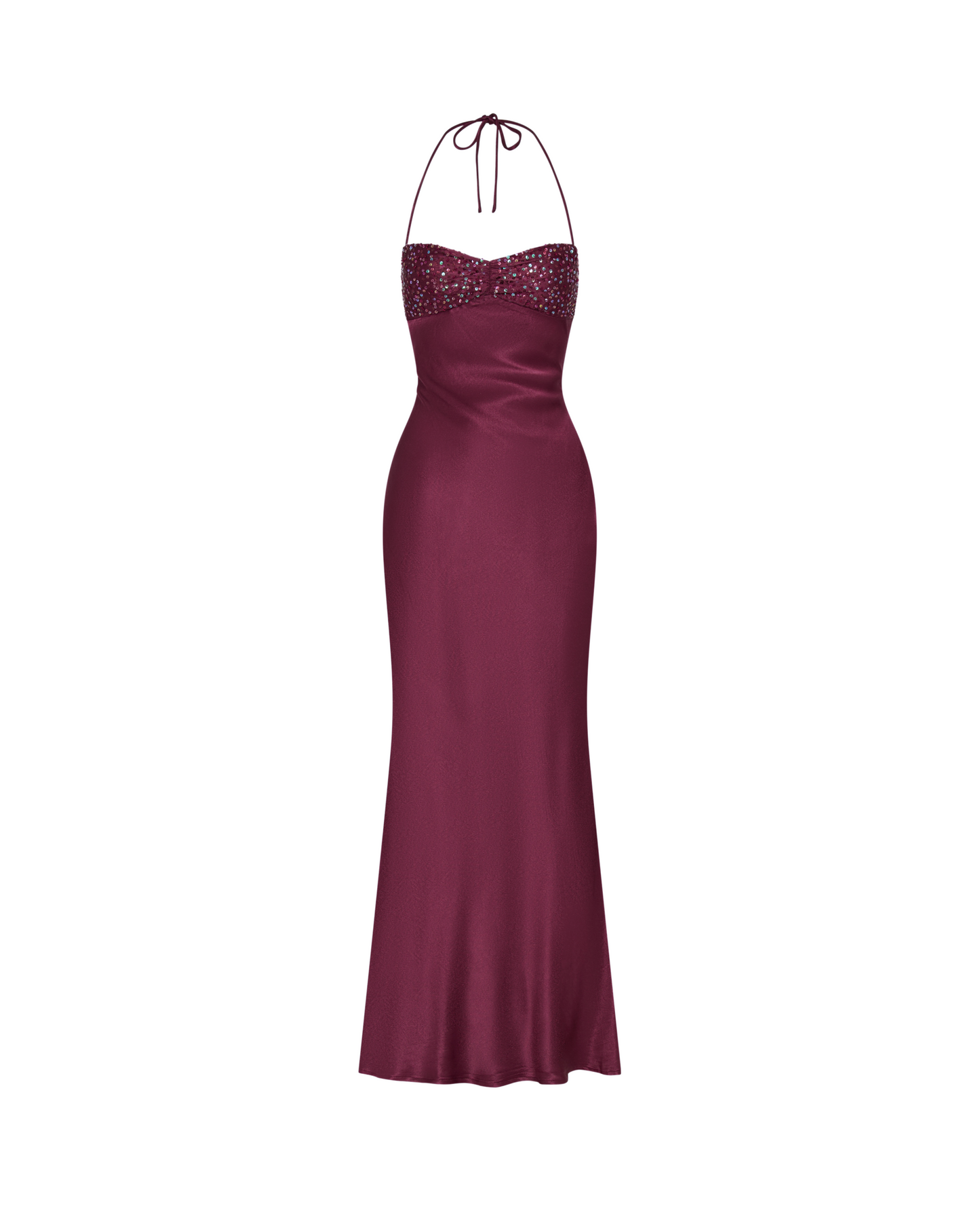 Nilysha | Sleeveless Halter Neck Sequin Maxi Dress