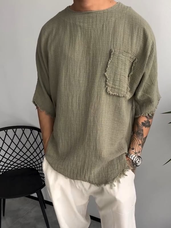 Davis - Short Sleeve Textured Pocket T Shirt