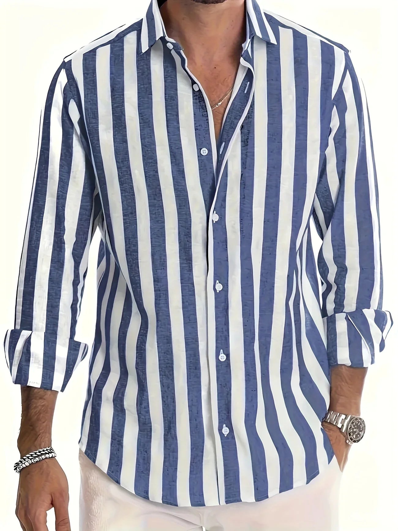 George | Long Sleeve Vertical Striped Button Shirt