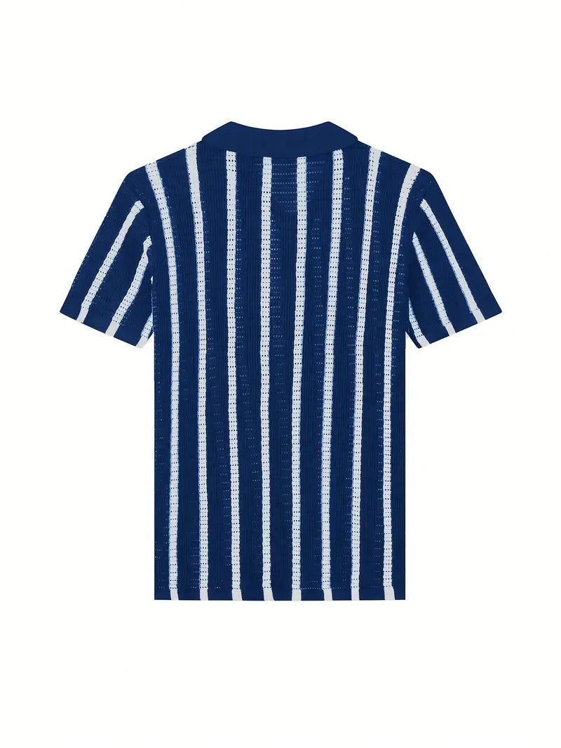 Cordell | Striped Short Sleeve Button Knit Shirt