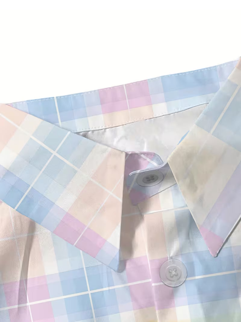 Harrell | Short Sleeve Pastel Plaid Button Shirt