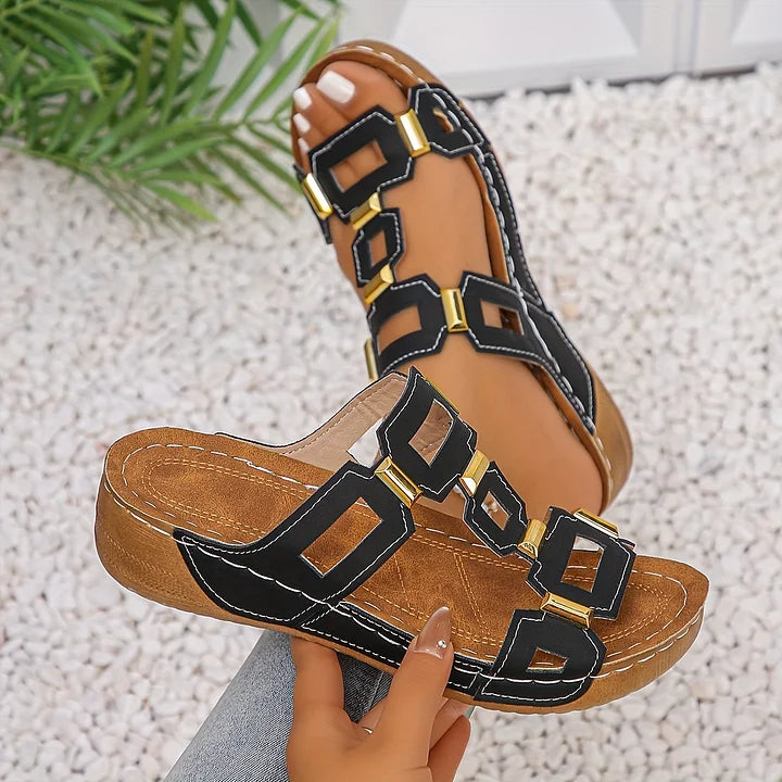 Norika | Open Toe Cutout Slide Sandals