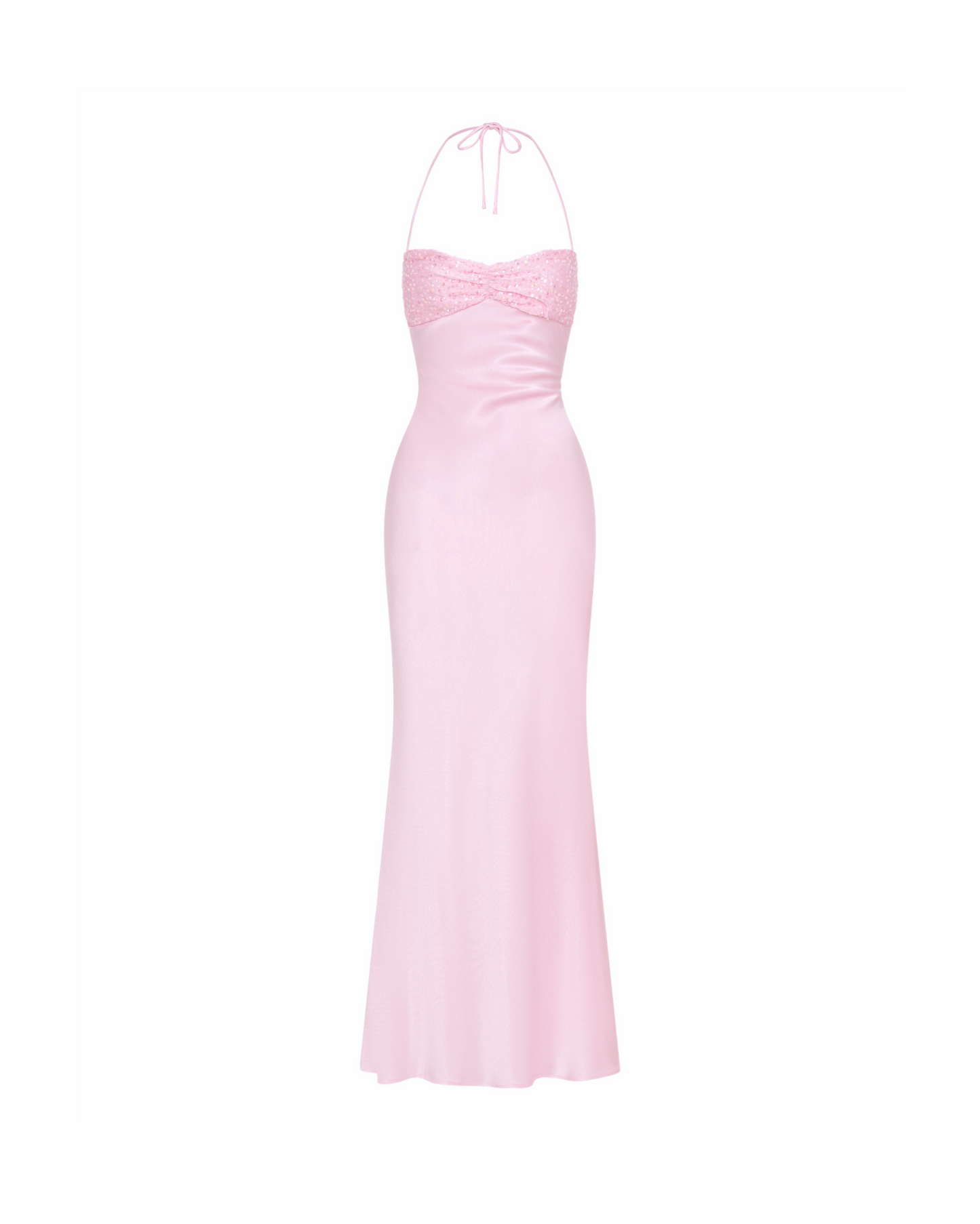Nilysha | Sleeveless Halter Neck Sequin Maxi Dress