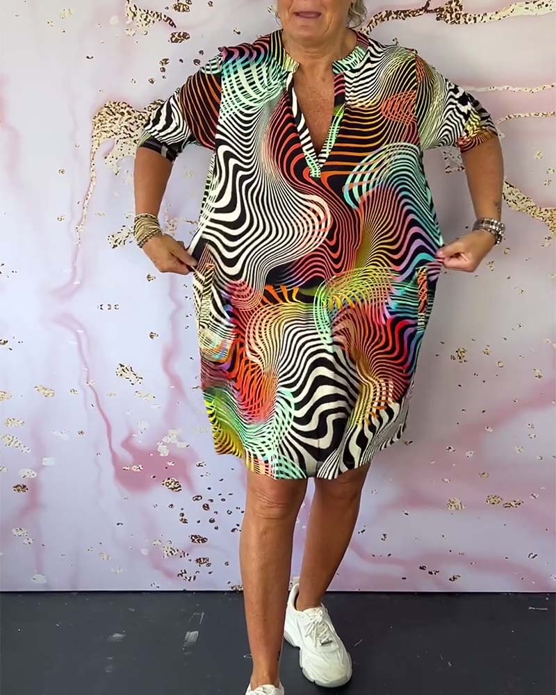 Diane | Abstract Print V Neck Shift Dress
