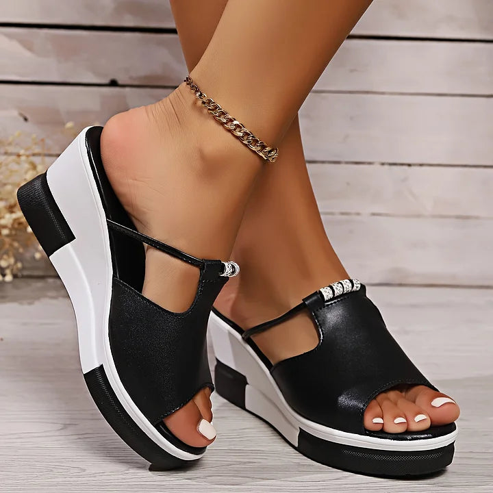Ronya | Wedge Heel Open Toe Slingback Sandals