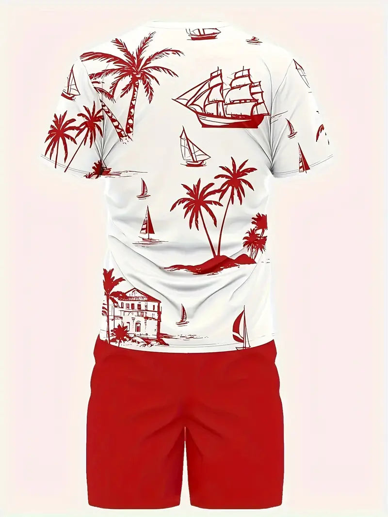 Barea | Tropical Print T Shirt Shorts Set