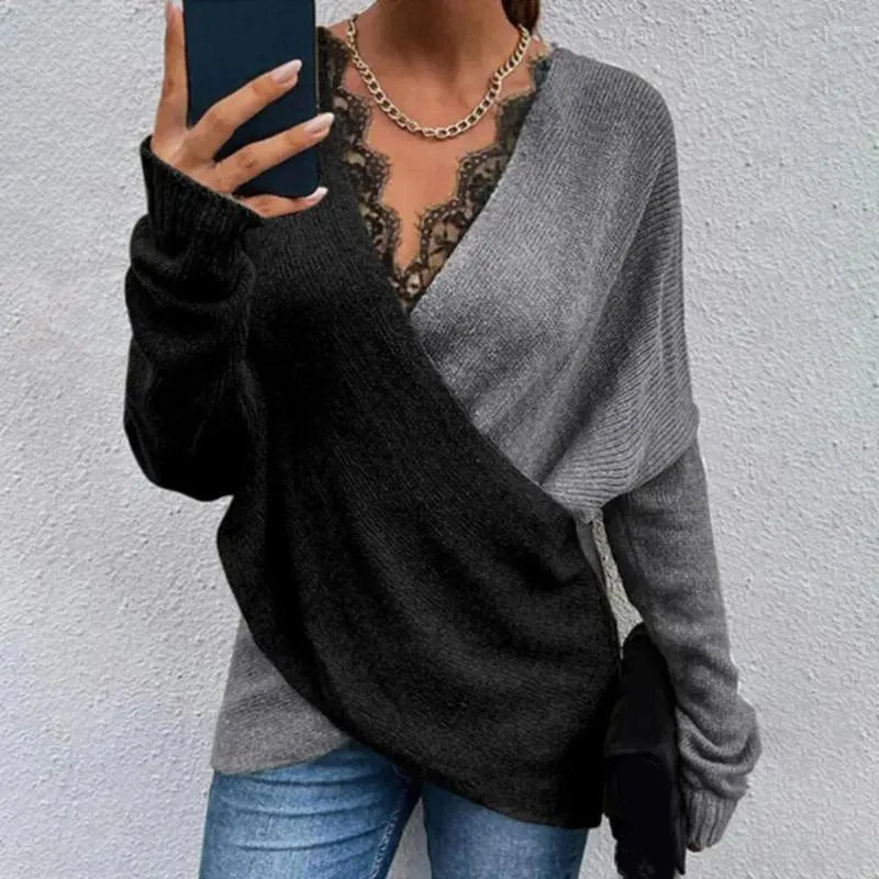 Keira | Long Sleeve Color Block Wrap Sweater
