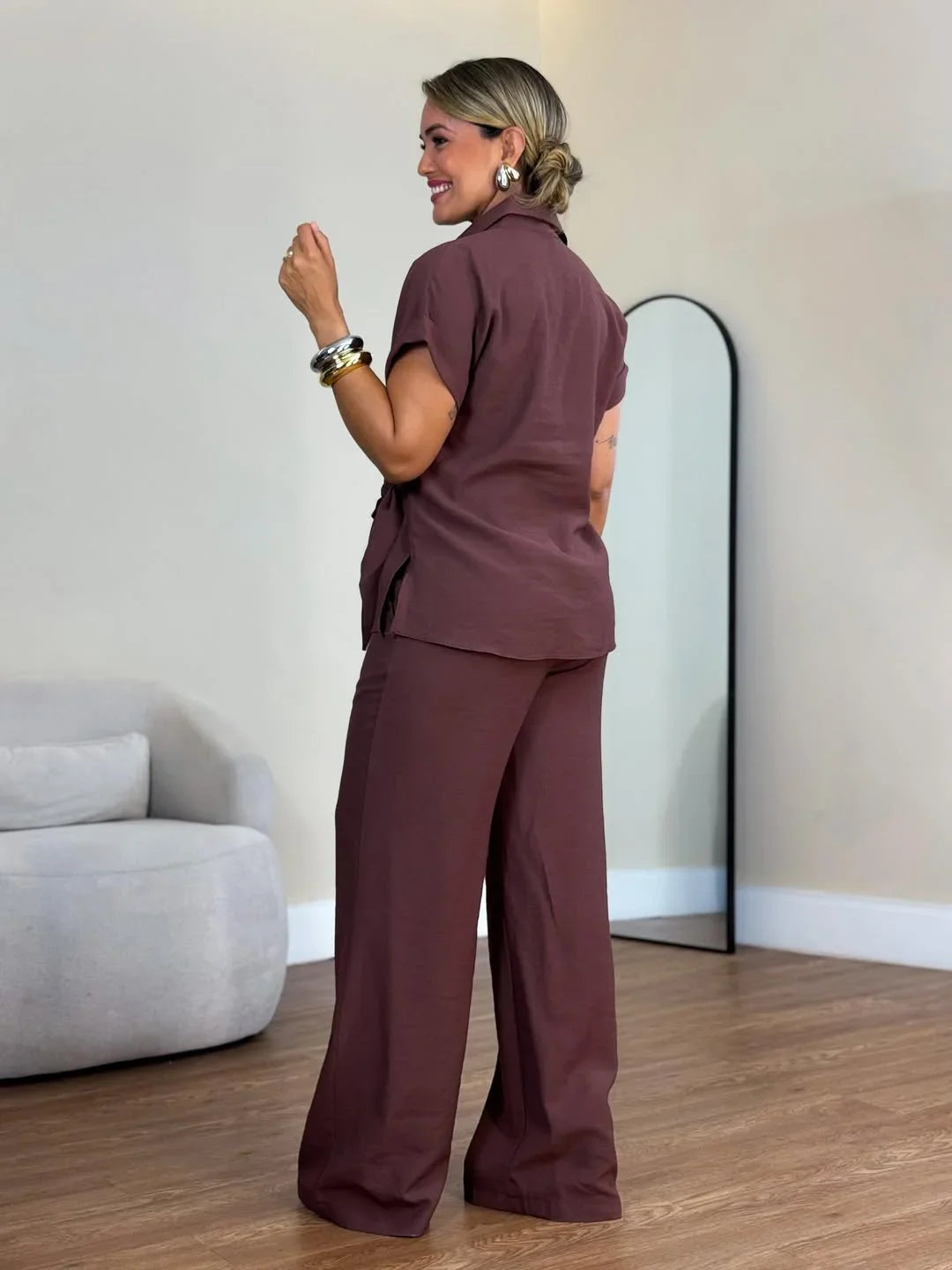 Lorie | Two Piece Tie Front Wide Leg Set