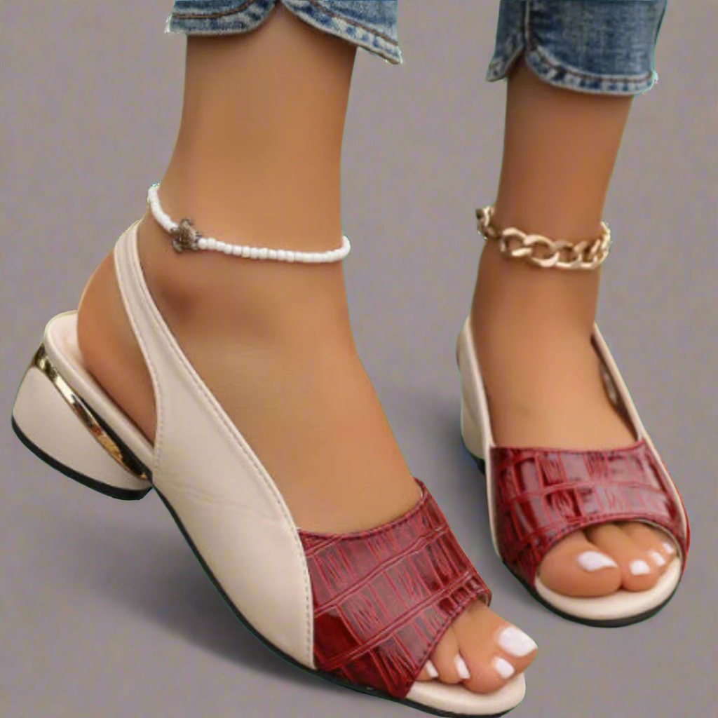 Janire | Open Toe Color Block Slingback Sandals
