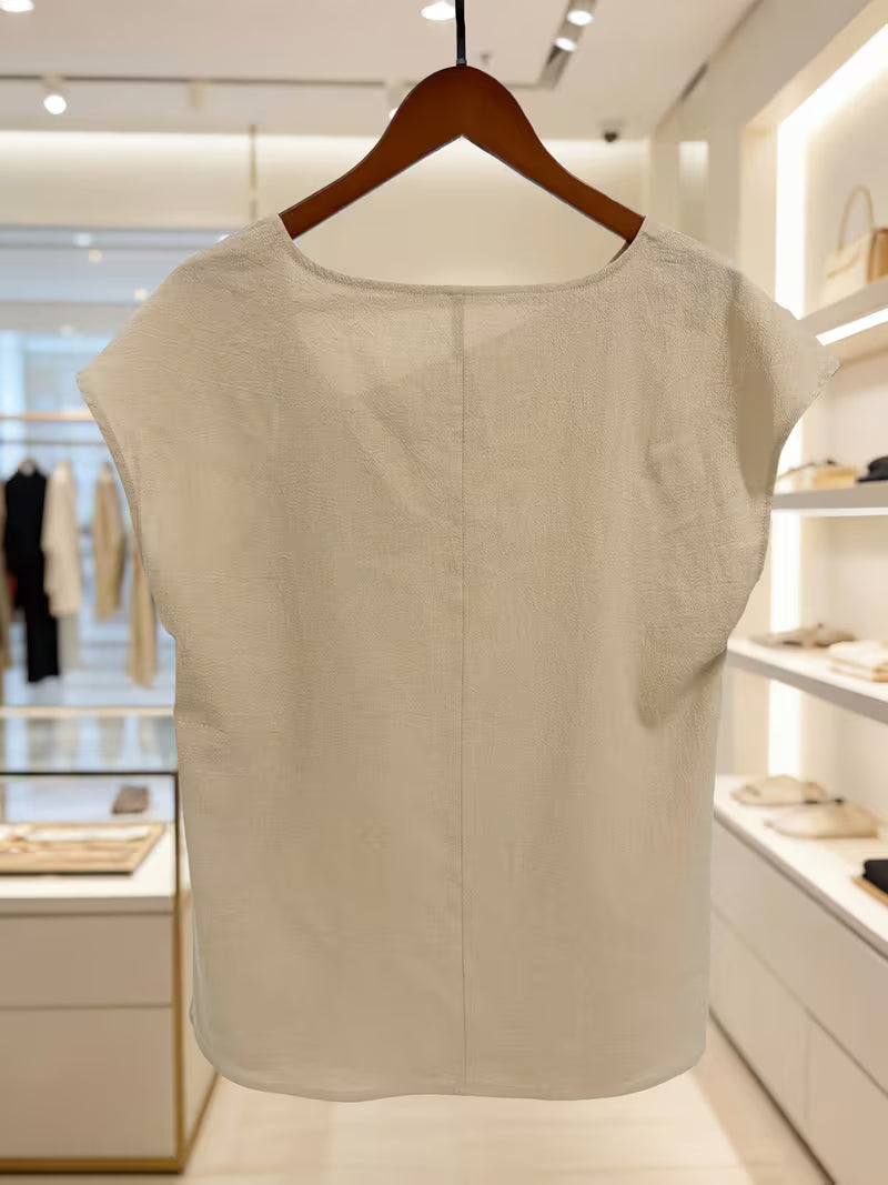 Jovea | Draped Tie-Neck Short Sleeve Top