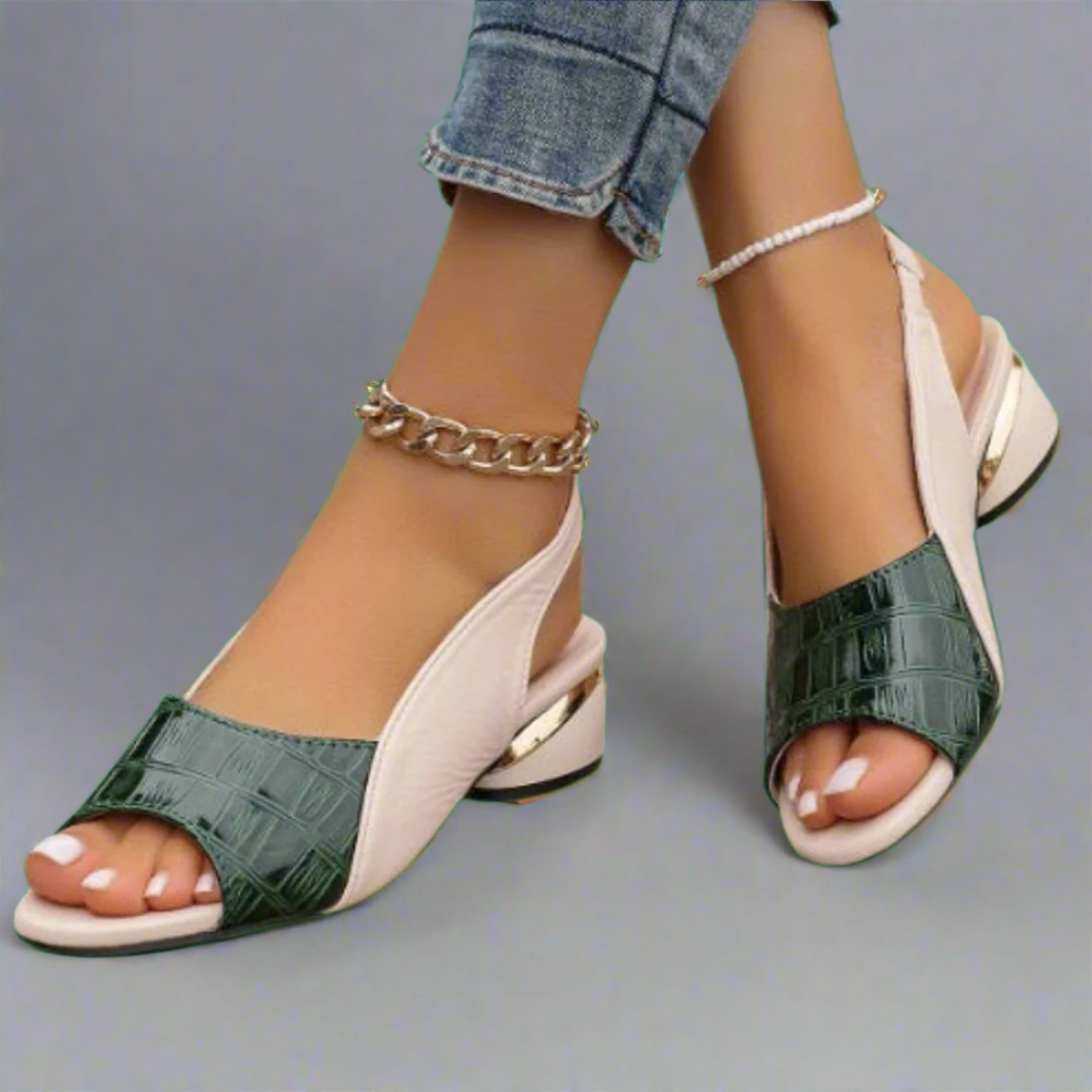 Janire | Open Toe Color Block Slingback Sandals