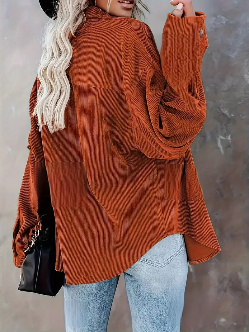 Irmela | Long Sleeve Corduroy Button Shirt