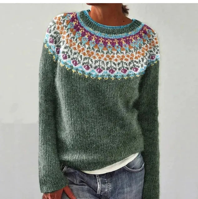 Svenja | Sweater With Patterned Yoke and Long Sleeves