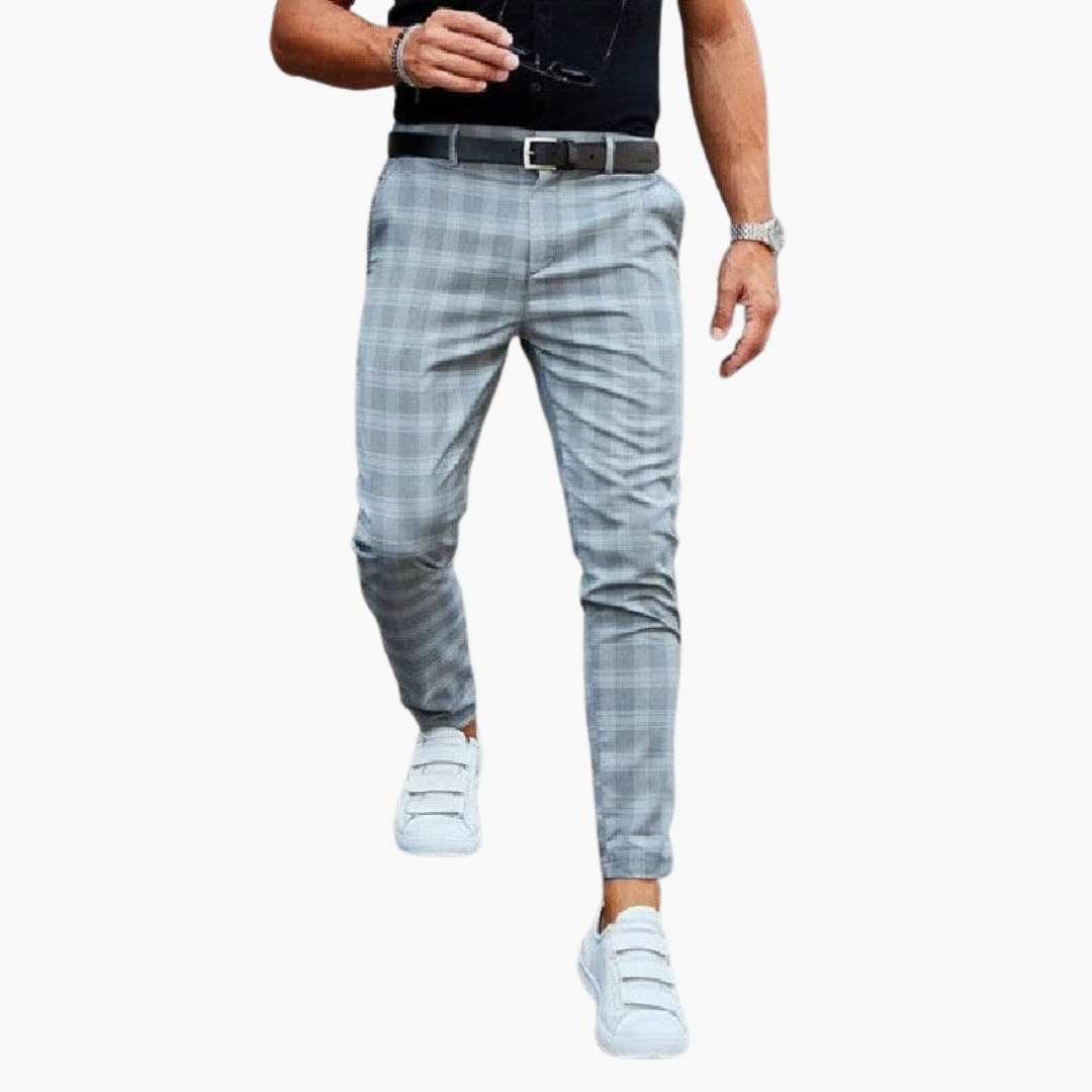 Karey - Slim Fit Checkered Trousers