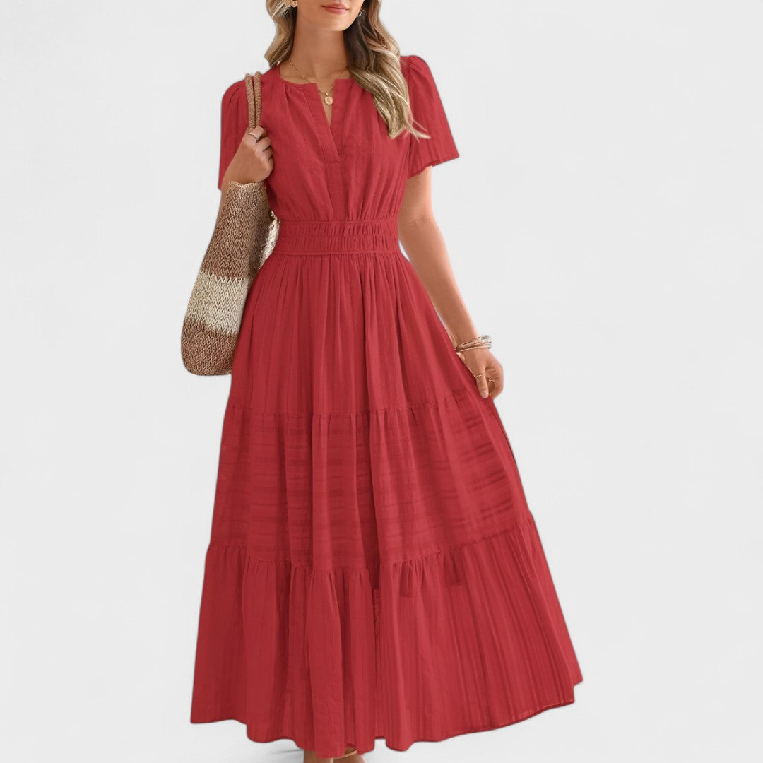 Maura | Short Sleeve Smocked Waist Maxi Dress
