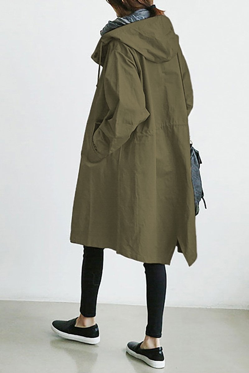 Shauna  | Long Hooded Coat With Button Front