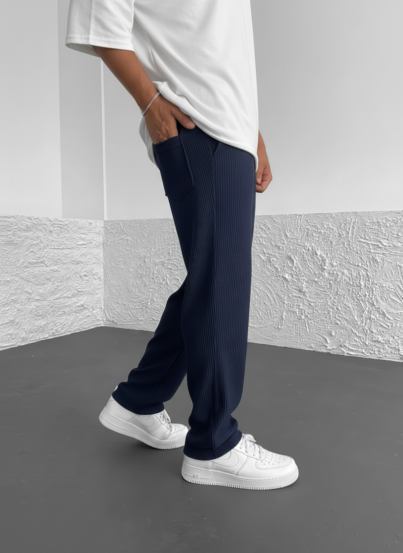 Eliezer | Ribbed Relaxed-Fit Drawstring Pants