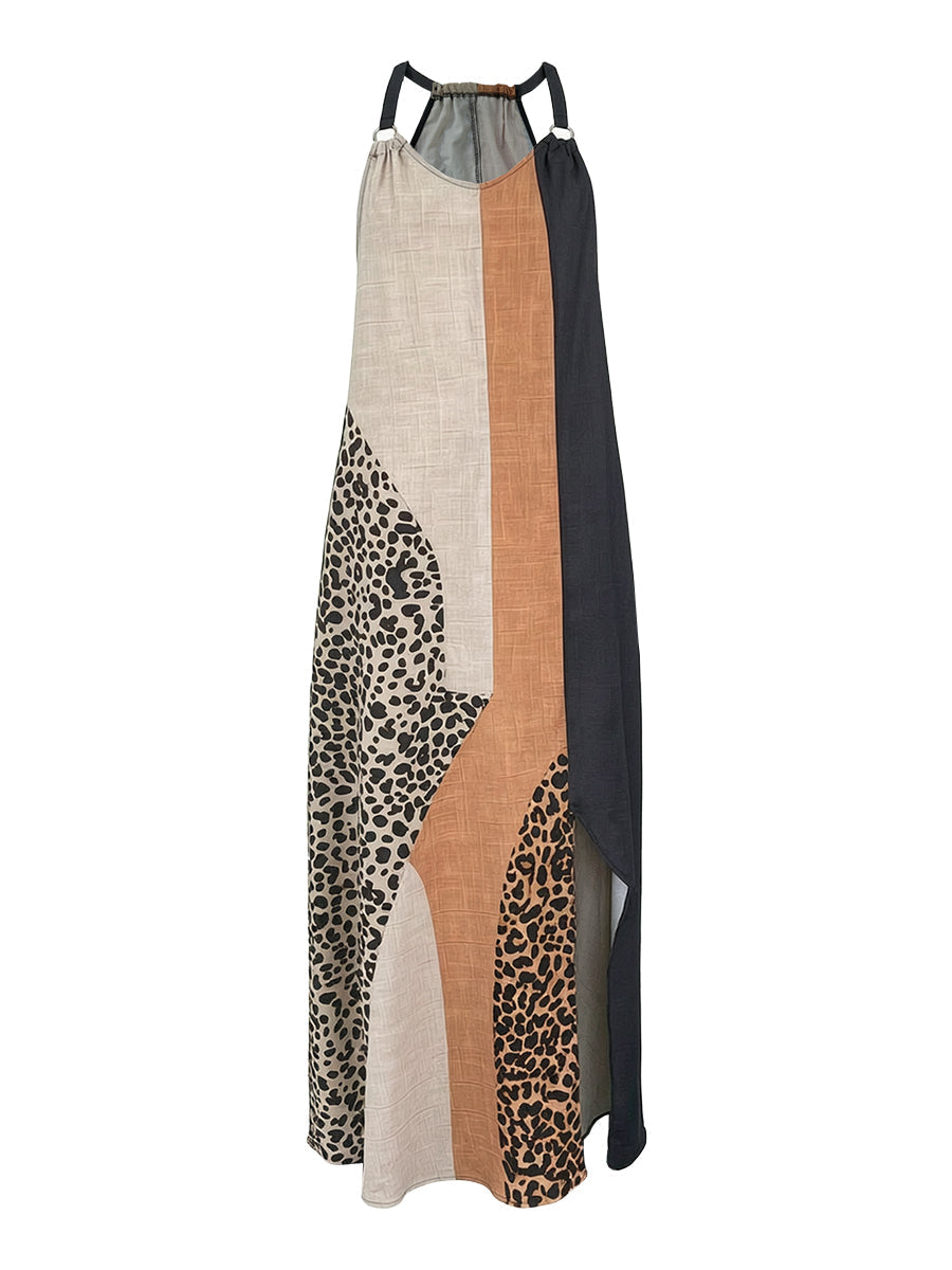 Ida | Maxi Dress with Leopard Print Panels