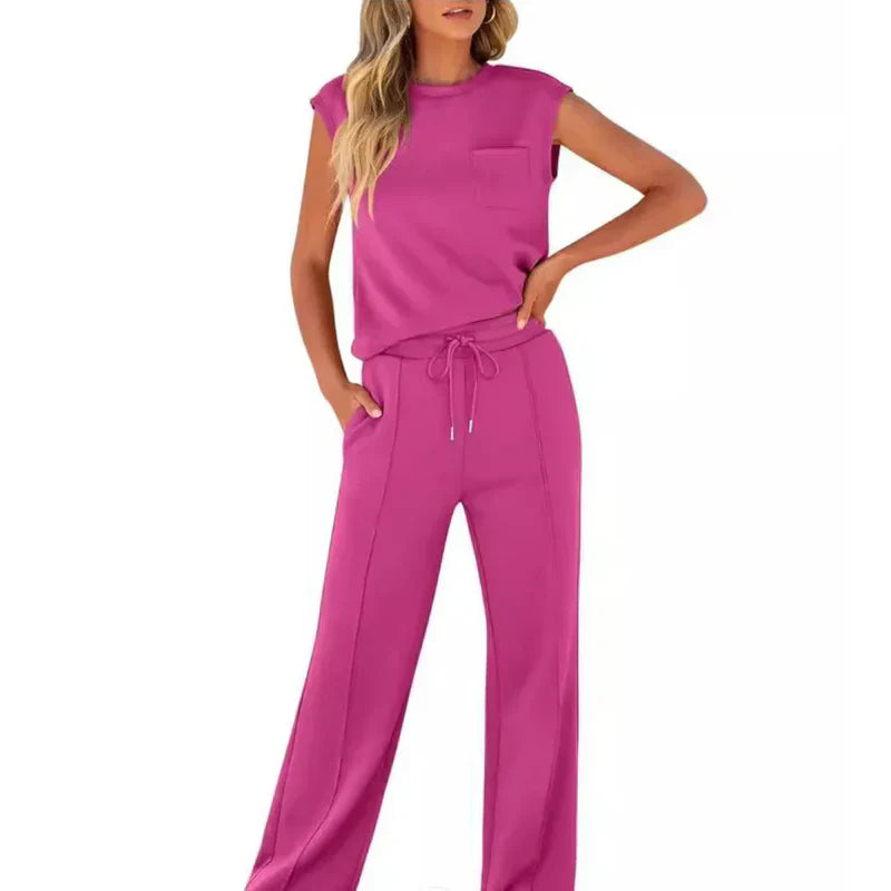 Pestana | Sleeveless Top Wide Leg Pants Set
