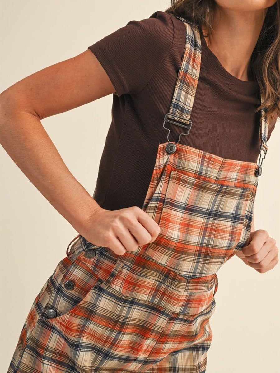 Molin | Plaid Wide Leg Overall Jumpsuit