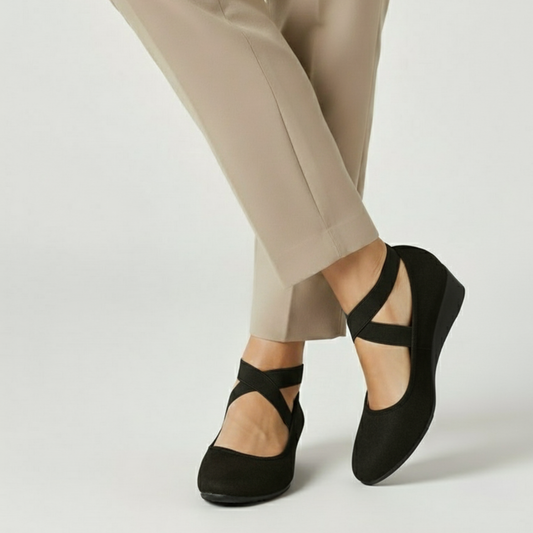 Dalida | Cross Strap Wedge Flats