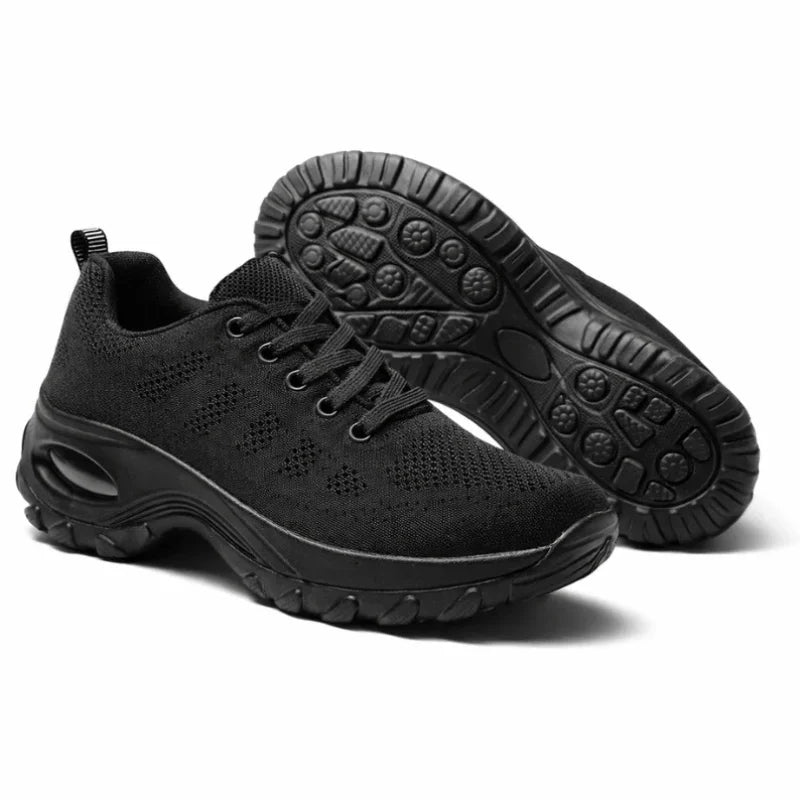 Winnie | Knit Lace-Up Platform Walking Sneakers