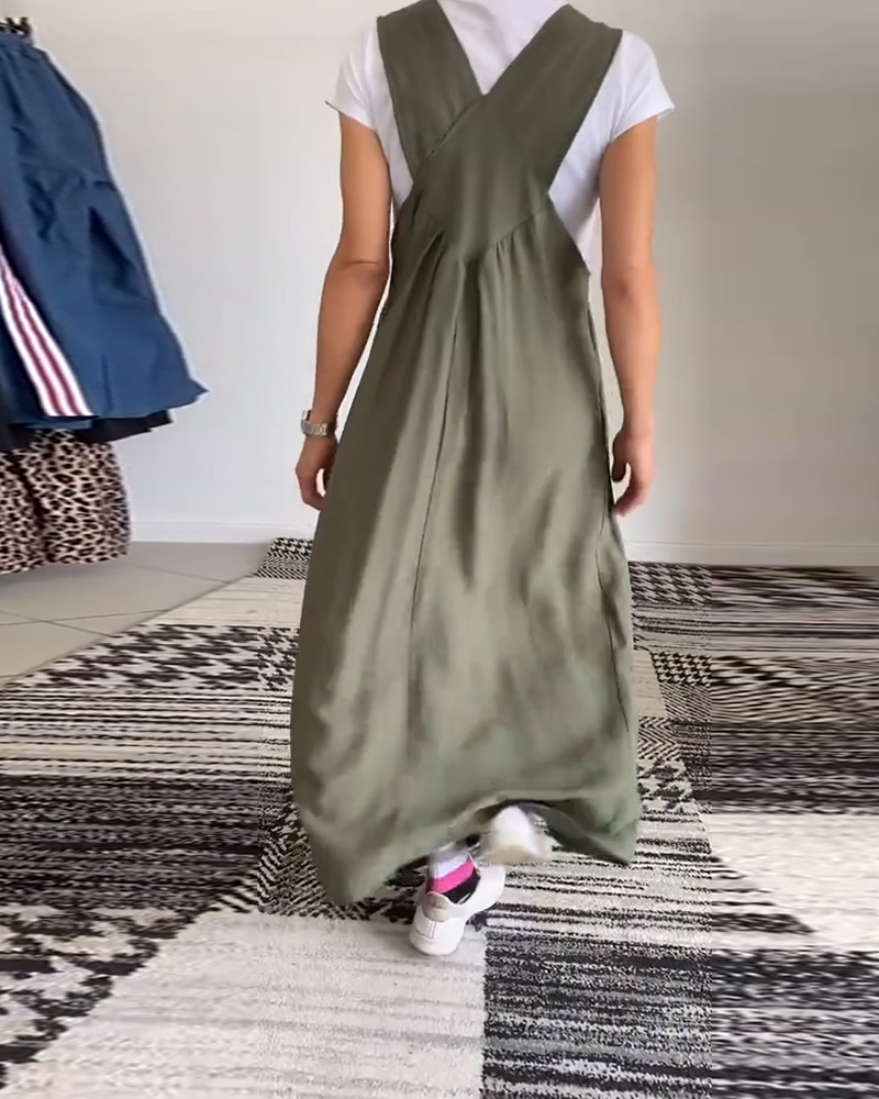 Marleen | Strappy Maxi Dress Gathered Loose-Fit Pinafore Style