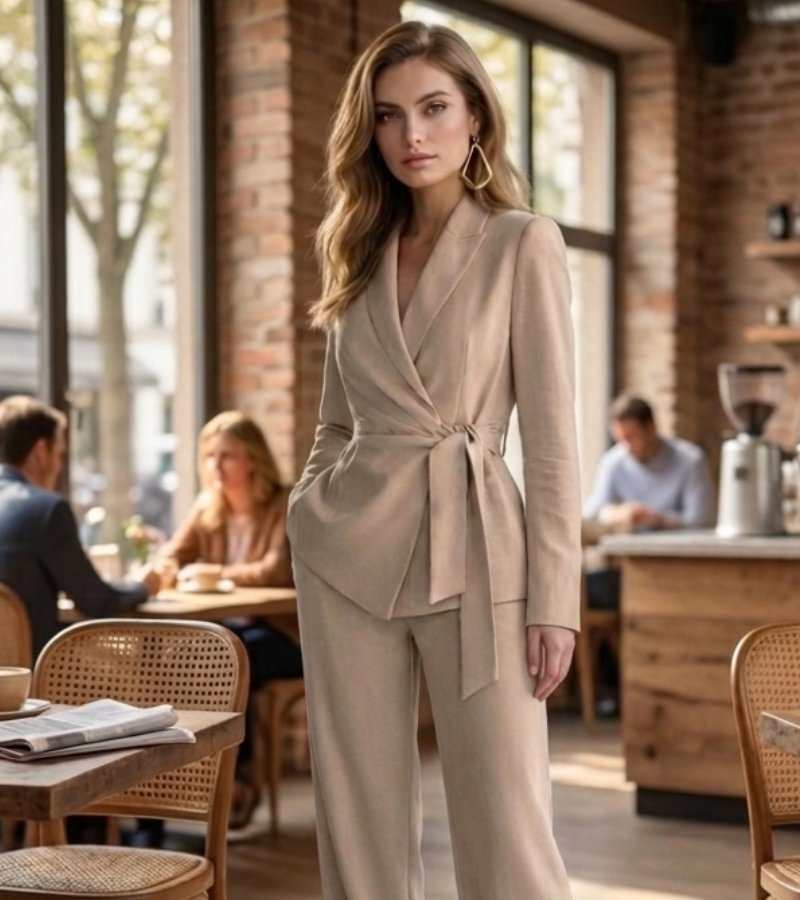 Asya | Wrap Blazer Pant Suit Set