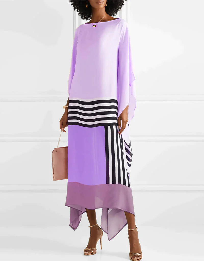 Shraddha | Striped Kaftan Midi Dress