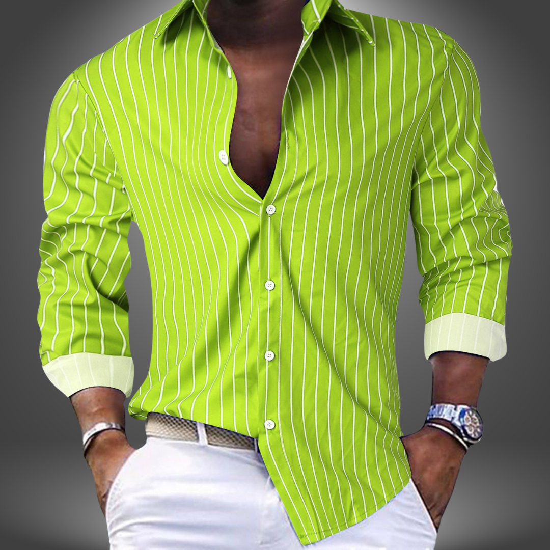 Asensio | Striped Long Sleeve Button Shirt