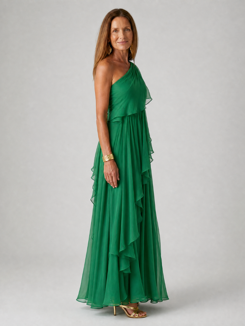 Seyma | One Shoulder Ruffle Maxi Dress