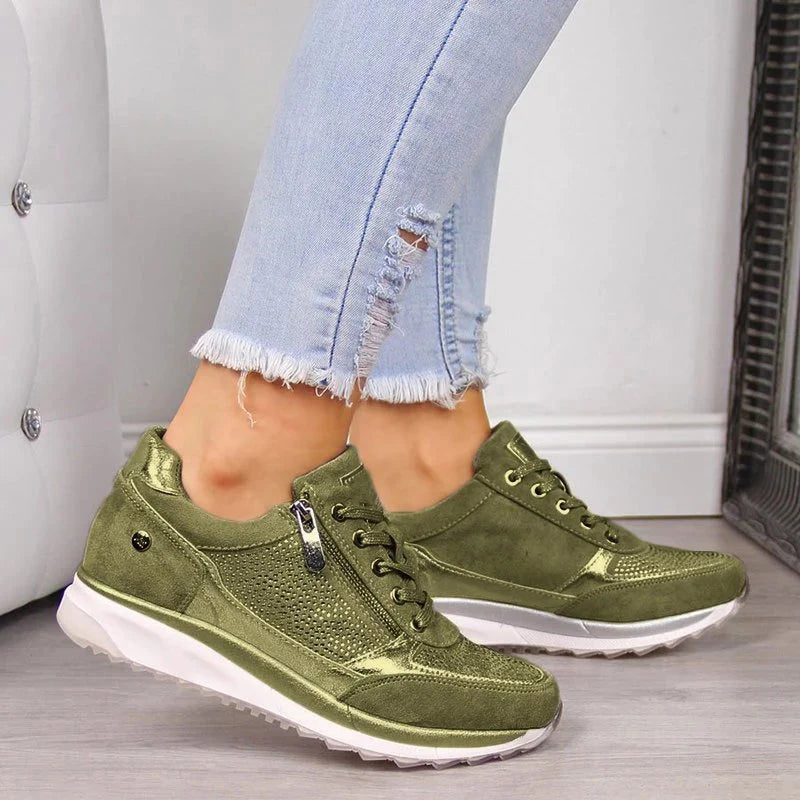 Gertie | Sneakers With Side Zippers and Metallic Accents