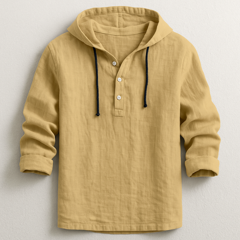 Bradley | Long Sleeve Hooded Henley Shirt