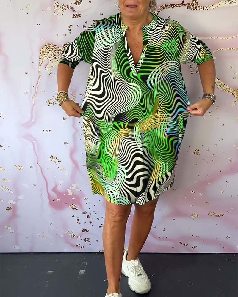 Diane | Abstract Print V Neck Shift Dress