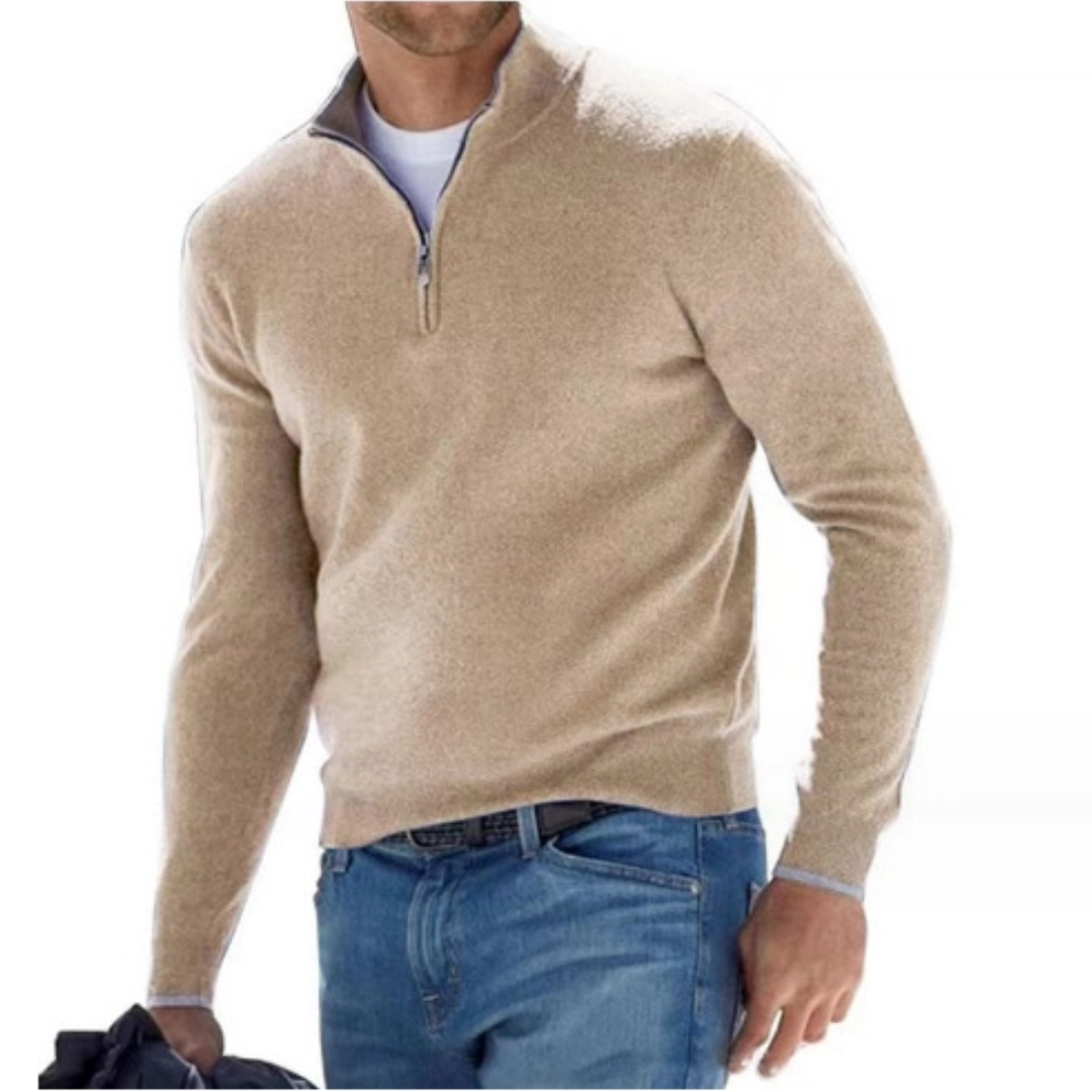 Robbert | Sweater With Quarter Zip and Stand Collar