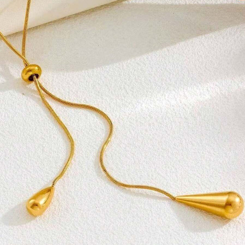 Sillyna | Necklace with Adjustable Double Teardrop Pendants