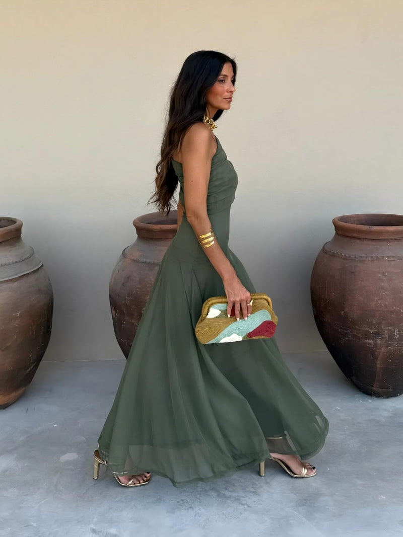 Dainia | Off Shoulder Sheer Hem Maxi Dress
