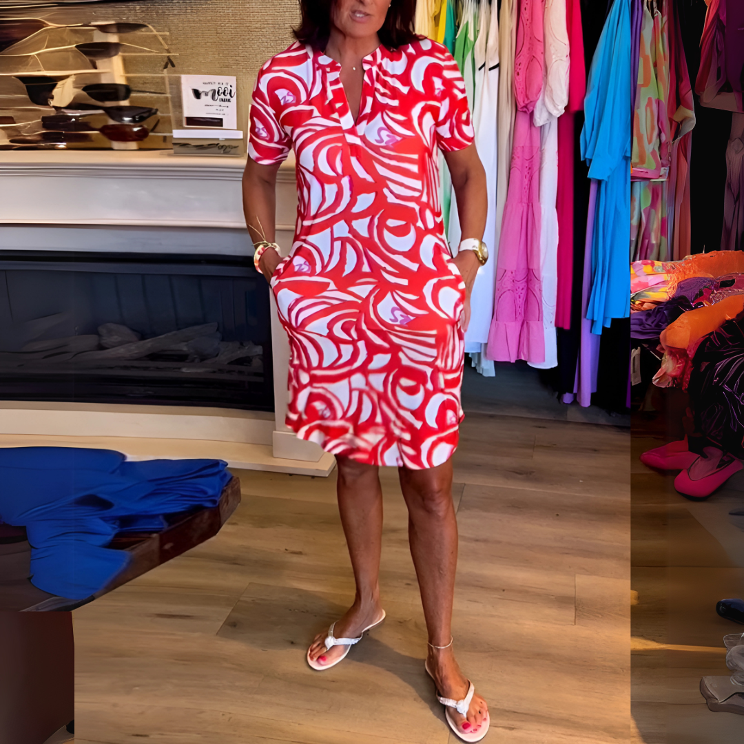 Paolita | Printed Short Sleeve Collared Dress
