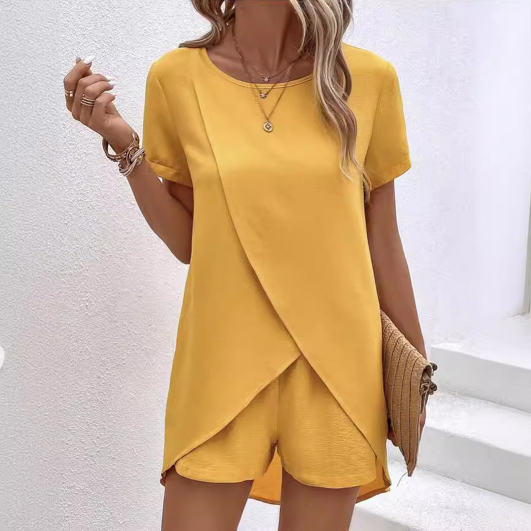 Zuzana | Short Sleeve Overlap Hem Lounge Set