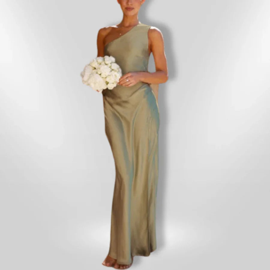 Erminia | Maxi One Shoulder Sage Green Dress