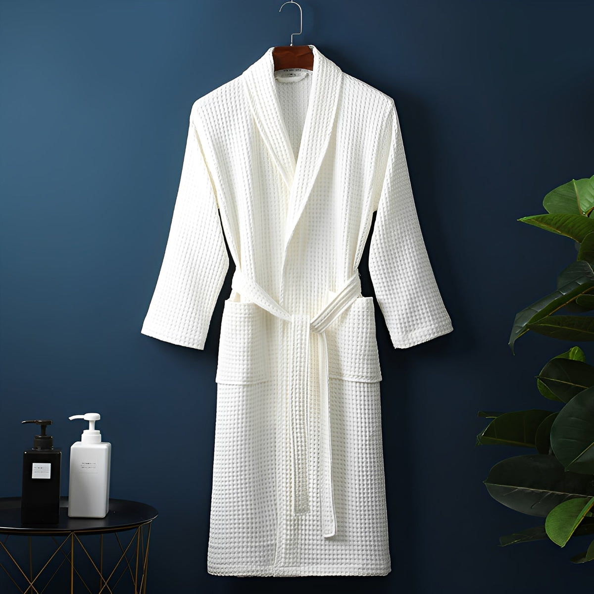 Nathan | Bathrobe With Waffle Texture and Tie Belt